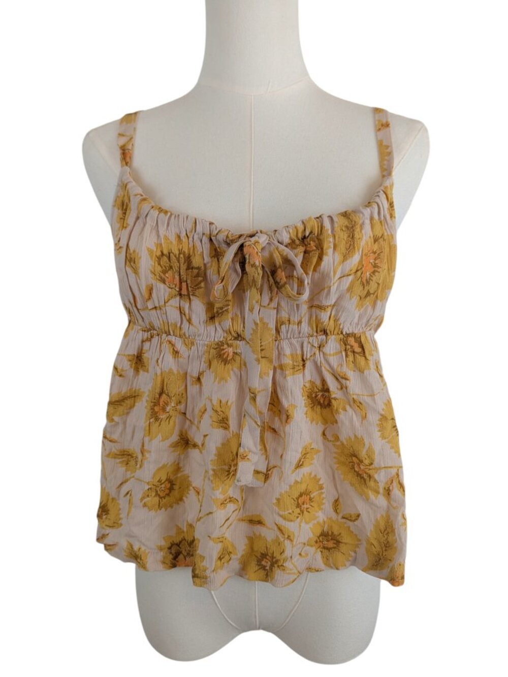 NWT Volcom Floral Cami Tank Top Sleeveless Yellow Orange Cream Size S